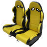View Item Yellow PVC Leather Eff Reclining Bucket Car Seats - Pair